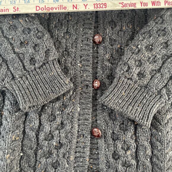 Vtg LL Bean Wool Fisherman Cardigan Sweater Women’s Large Grey Knit Ireland - Picture 10 of 10